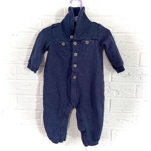 🚨4/$25 Baby Gap Navy One-Piece Button Collared Romper Size 6-12 Months